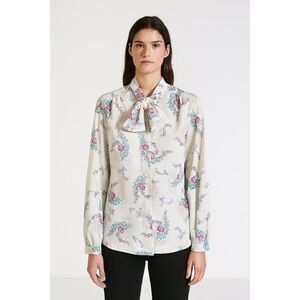 Rhoda Lee x Vintage Pussybow Tropical Hibiscus Floral Blouse